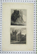 Original Old Antique Print View Harry Marten'S Tower Chepstow 1800 Engraving