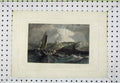 Original Old Antique Print View Treport C1850 Colour Stormy Sea Sailing Boat