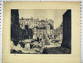 Original Old Antique Print View Men Working Bombed Building Crater