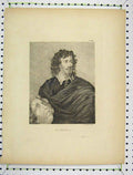 Original Old Antique Print Engraving Man Curly Hair Mask Bannerman
