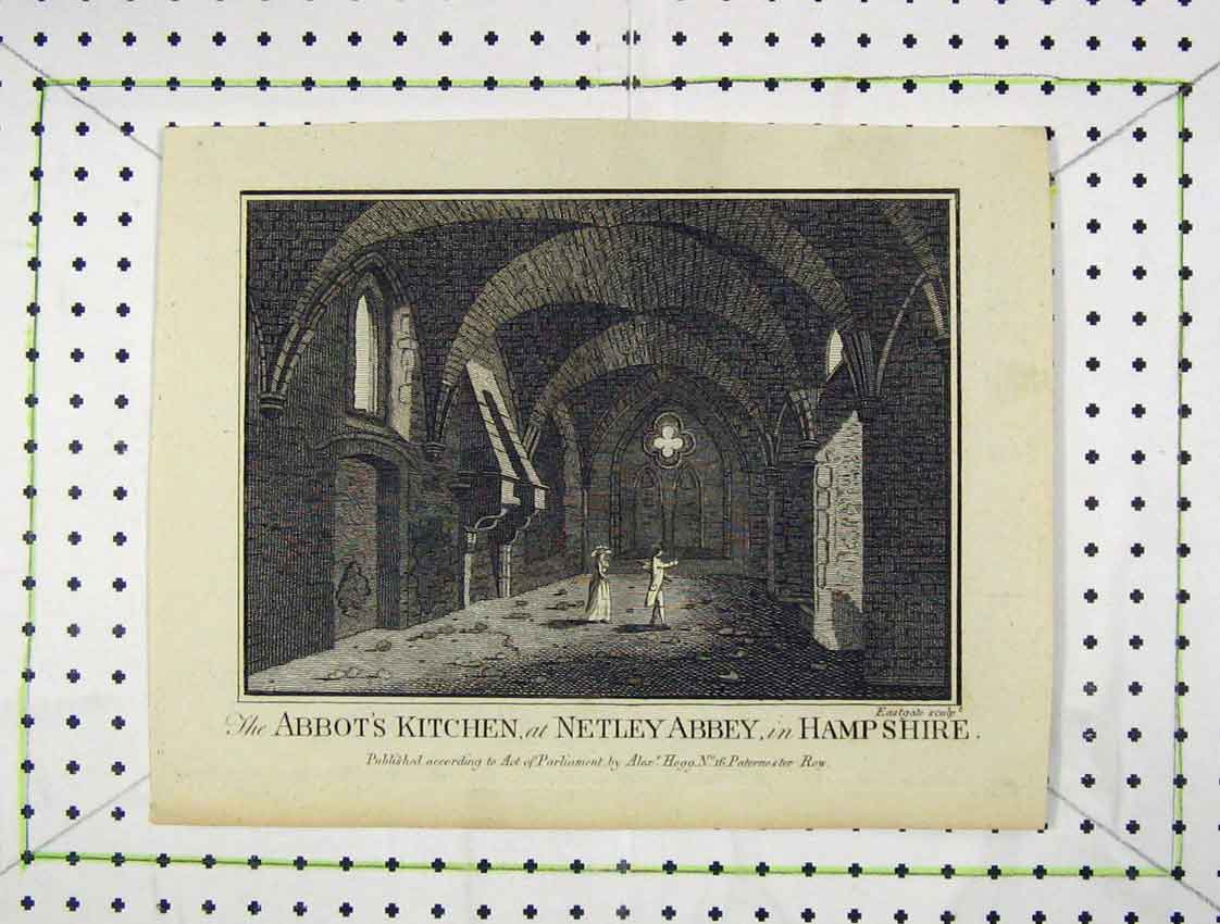 Original Old Antique Print View Abbots Kitchen Netley Abbey Hampshire Eastgate