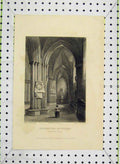 Old Antique Print 1836 View Chichester Cathedral Aisle Winkles Engraving 19th