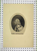 Original Old Antique Print Portrait Lord Lyttleton Man Wig
