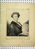 Original Old Antique Print Portrait Laurence Delvaux Hibbart