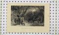 Original Old Antique Print Earth Stopper Man Digging Horse Country