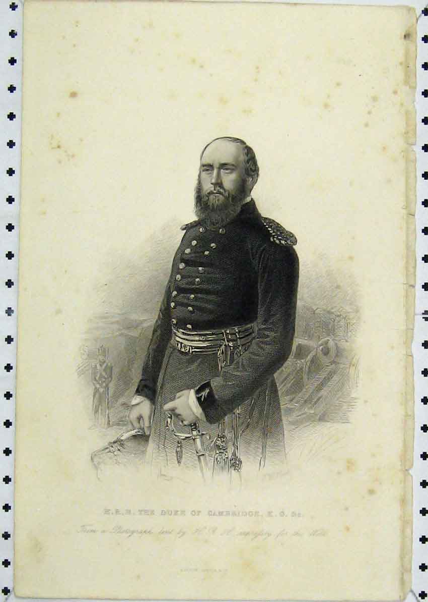 Original Old Antique Print *0080 Portrait Duke Cambridge Army Uniform