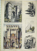 Old Antique Print View Southampton Gate Strand Tunbridge Warwick Castle
