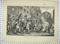 Original Old Antique Print Scene Hudibras Burning Rumps Street