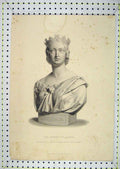 Original Old Antique Print Bust Statue Majesty Queen Artlett Durham