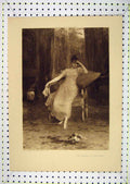 Original Old Antique Print Art Journal Parting Ways Woman Chair Orchardson