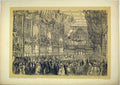 Original Old Antique Print 1851 Procession Queen State Ball Guildhall Dance