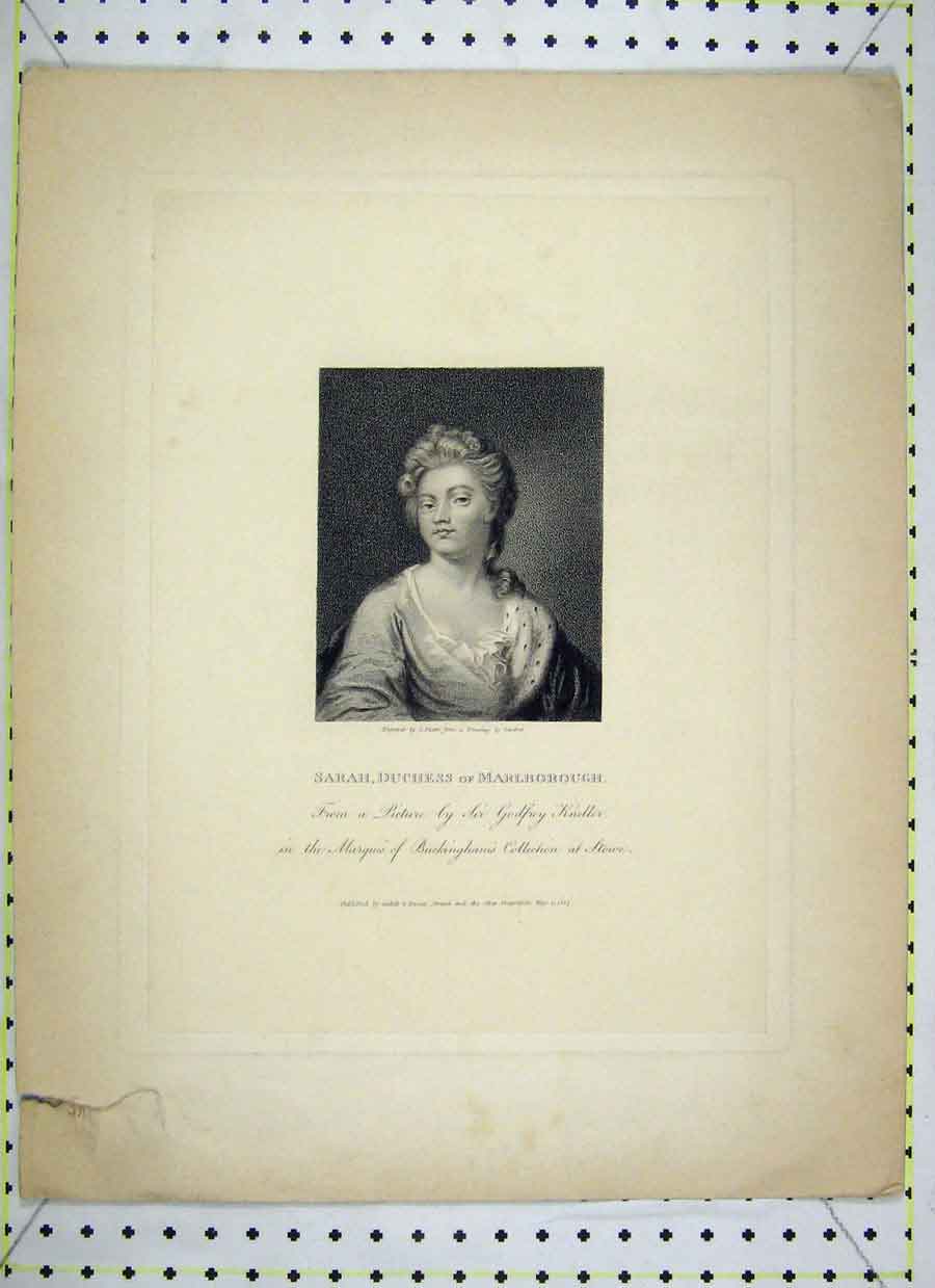 Original Old Antique Print 1807 Portrait Sarah Duchess Marlborough 19th Century