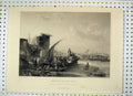 Original Old Antique Print View Morning Nile Boat Engraving Prior