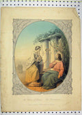 Original Old Antique Print Colour Scene Woman Samaria Bible Payne