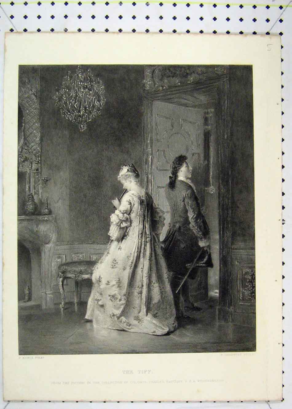 Original Old Antique Print Scene Man Woman Tiff Quarrel Lightfoot