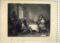 Original Old Antique Print Scene Victim Romance Whispering Table