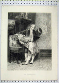 Original Old Antique Print Scene Art Connoisseur Men Painting 1870 Victorian