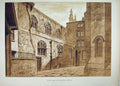 Original Old Antique Print View North Side Guildhall Chapel Exterior 20th