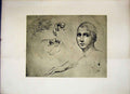 Original Old Antique Print Raffaelle C1875 Grand Masters Etchings Faces Hands