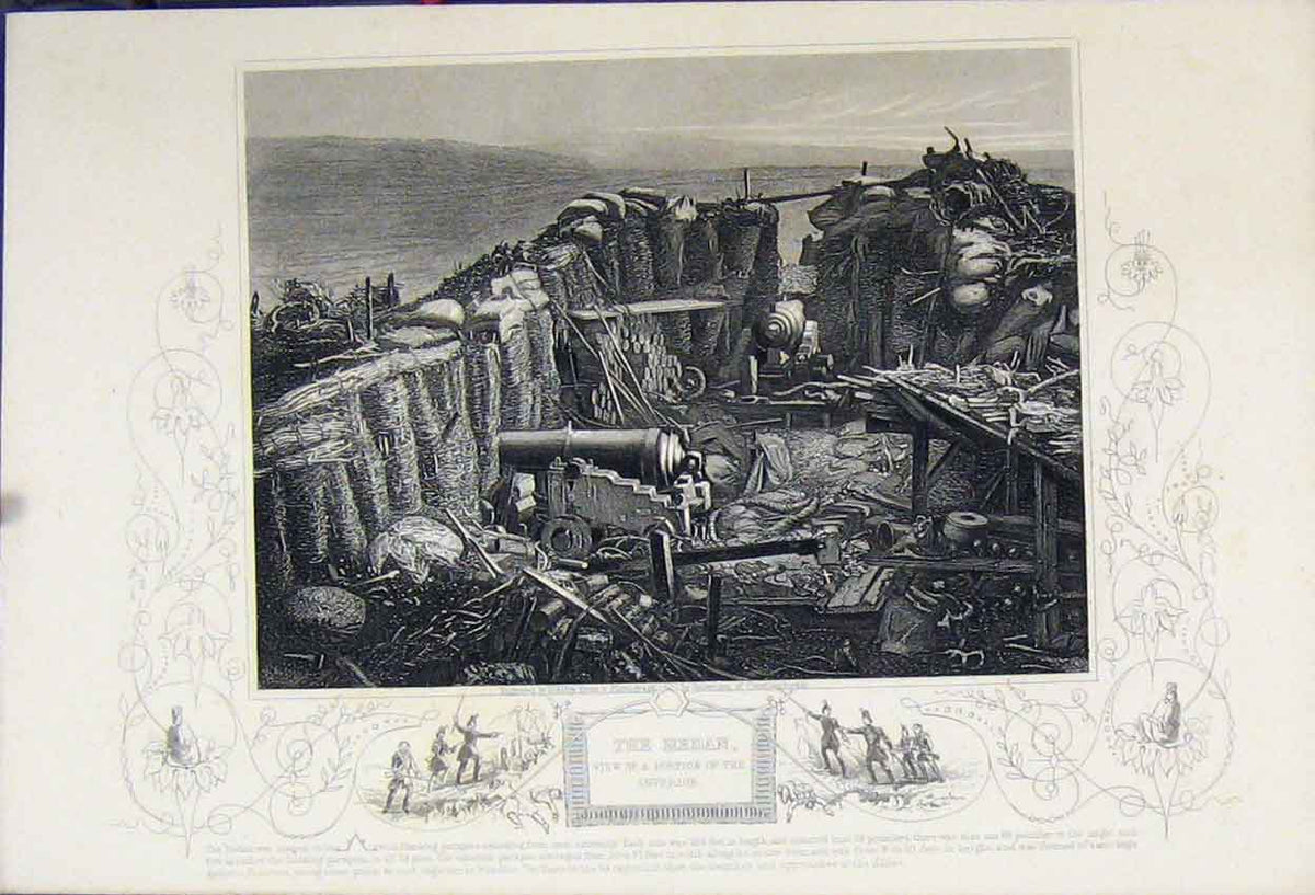 Old Antique Print Scene Redan Portion Interior C1880 Empire Battle Scene 19th
