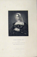Original Old Antique Print C1880 Portrait Queen Catharine Par Turner Victorian