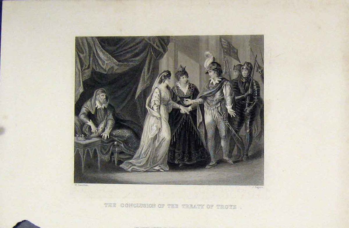 Original Old Antique Print C1880 Conclusion Treaty Troye Rogers 19th