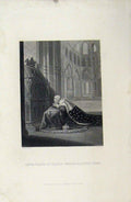 Old Antique Print Lewis Vii King France Before Becket'S Tomb Rogers C1880 19th