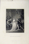 Original Old Antique Print C1880 Scene Vortigern Rowena Romance Davey Victorian