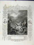 Old Antique Print C1860 Scene Elijah'S Sacrifice Mountains Wallis Bible 19th