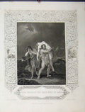 Original Old Antique Print Scene Adam Bearing Dead Body Abel C1860 Rogers 19th
