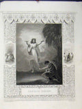 Original Old Antique Print C1860 Scene Daniel'S Vision Bible Study Rogers 19th