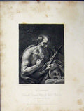 Original Old Antique Print National Gallery Scene St Jerome C1860 Bible Study