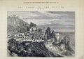 Original Old Antique Print 1882 Queen Riviera View Roccabruna Mentone Victorian