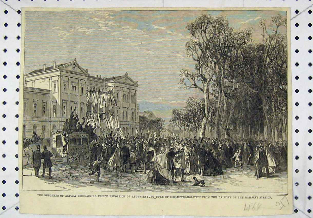 Original Old Antique Print Burghers Altona Prince Frederick Schleswig-Holstein