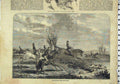 Old Antique Print Fox Hunting Horses Hounds Riders Jumping Ditch Country