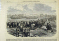 Original Old Antique Print 1862 Presentation Colours Victoria Rifles Canada