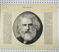 Original Old Antique Print 1882 Portrait Henry Wadsworth Longfellow Victorian