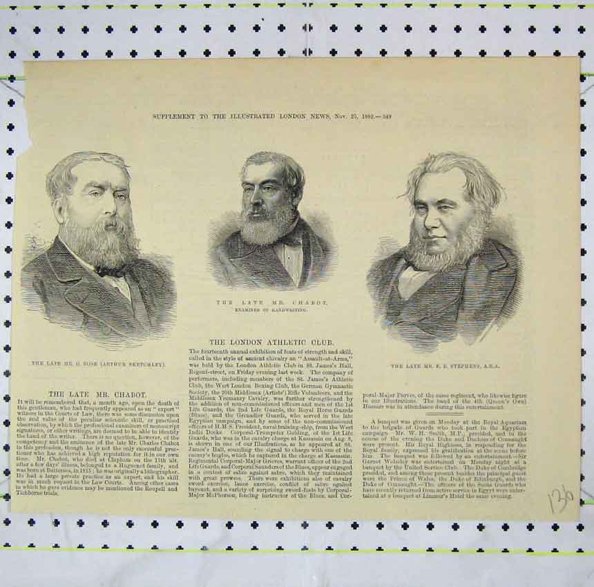 Original Old Antique Print 1882 Portrait Ollivant Thomas Queensland Watson Bart