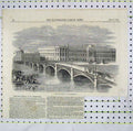 Original Old Antique Print 1851 View New Iron Bridge St Petersburg Victorian
