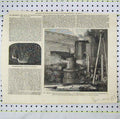 Original Old Antique Print Smelting Furnace Crude Iron Refinging Chamber Steel
