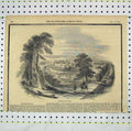 Original Old Antique Print 1852 View Strathfieldsay Hants Country Scene 19th