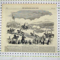 Original Old Antique Print 1859 Scene Review Aldershot Horses Siers Victorian