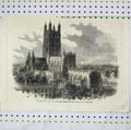 Original Old Antique Print Gloucestee Musical Festival Gloucester Cathedral
