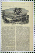 Original Old Antique Print View Design Self-Supporting Village