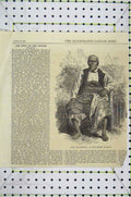 Original Old Antique Print 1869 Portrait King Thackembau Feejee Islands 19th