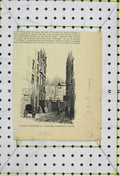 Original Old Antique Print 1887 View Former Entrance Gardens Fullwood'S Rents
