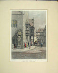 Old Antique Print View Town Hall Halberstadt 1860 Hand Coloured Joubert 19th