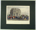 Original Old Antique Print 1840 Hand Coloured View Arch Marius Orange Rhone