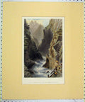 Original Old Antique Print 1834 Hand Coloured Scene River Tessin Monte Piontino