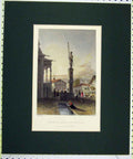 Original Old Antique Print 1836 Hand Coloured View Statue ArnVon Winkelreid